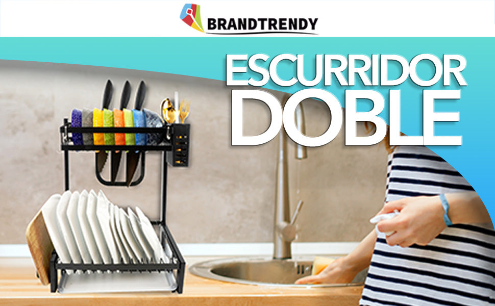 Escurridor Moderno Multifuncional con Porta Cuchillos