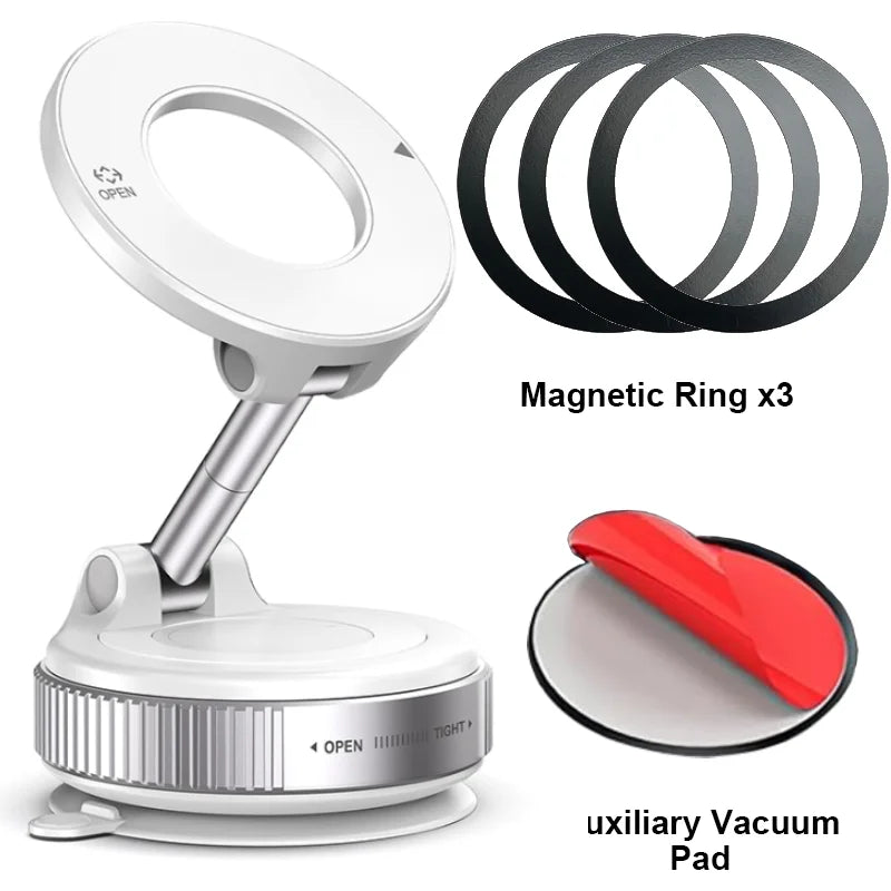 Soporte Magnético para Celular MagVacuum – Ventosa de Vacío y Rotación 360°