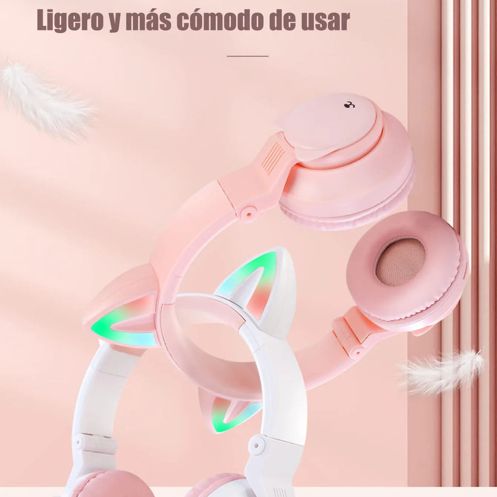 Audífonos Gamer Cat Ear con Luces LED