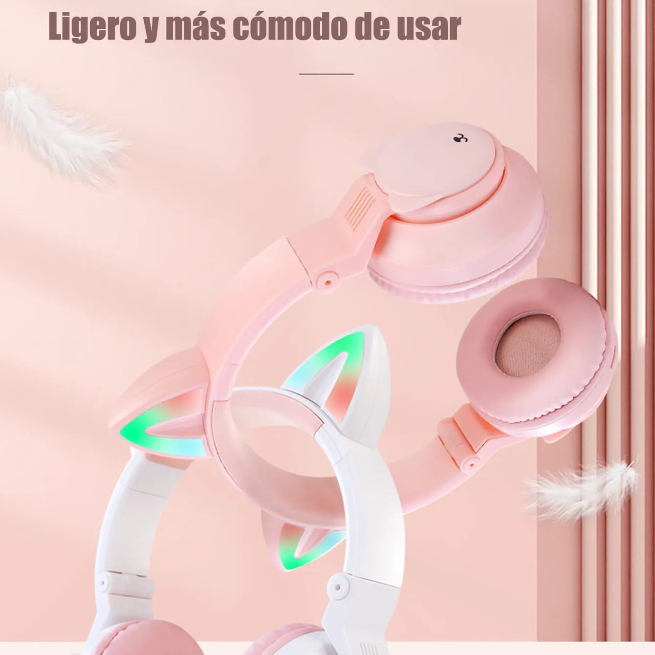 Audífonos Gamer Cat Ear con Luces LED