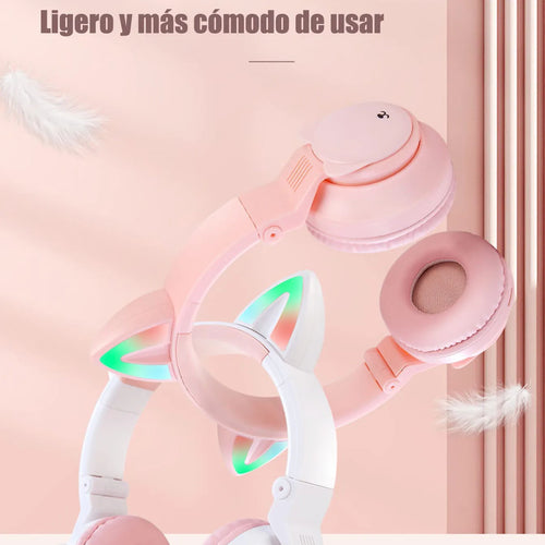 Audífonos Gamer Cat Ear con Luces LED