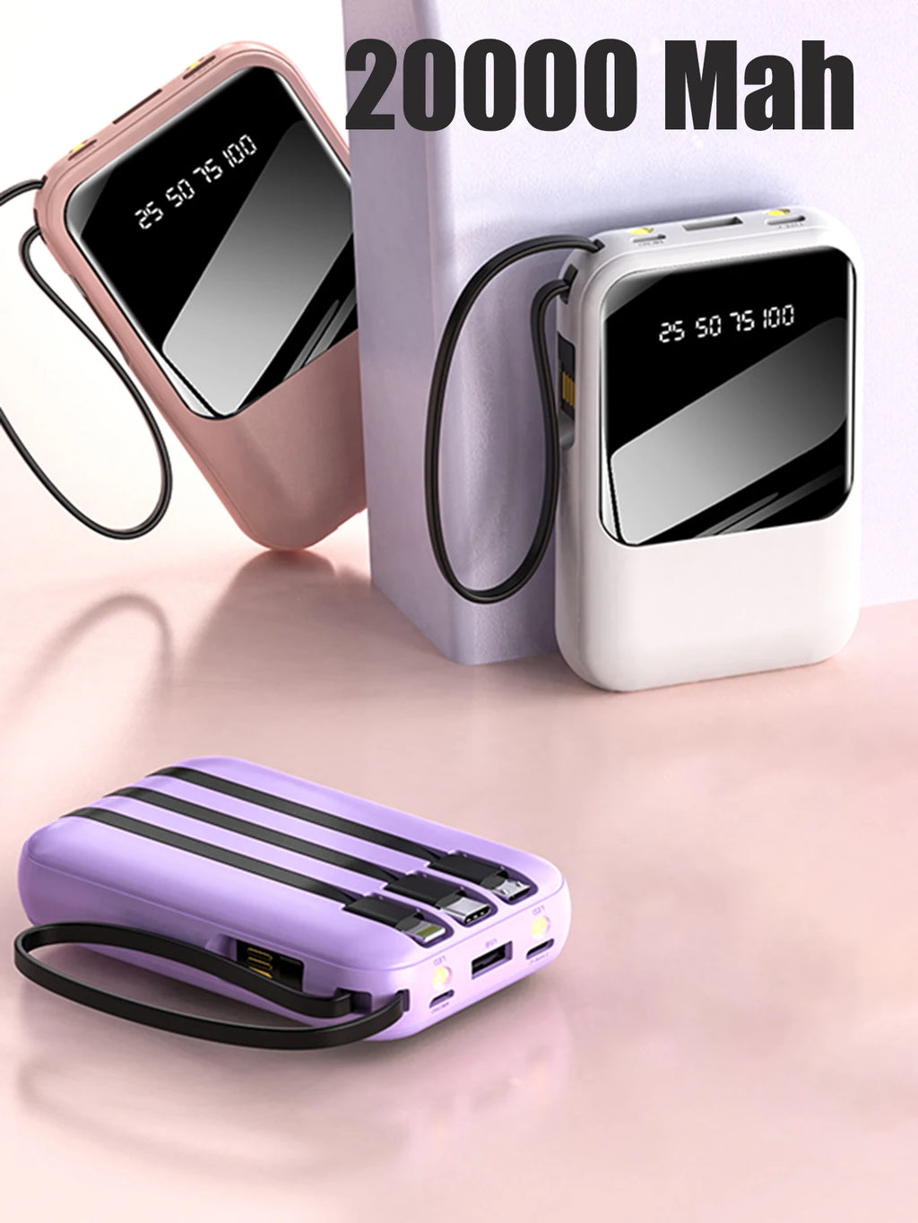 Power Bank 20,000mAh con 4 Cables Integrados