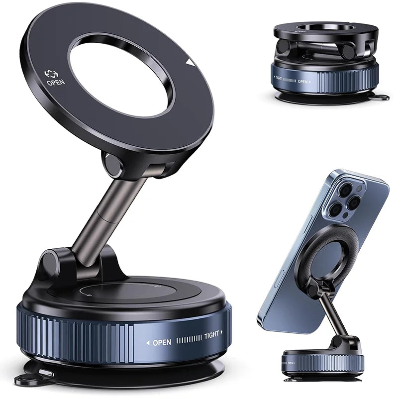 Soporte Magnético para Celular MagVacuum – Ventosa de Vacío y Rotación 360°