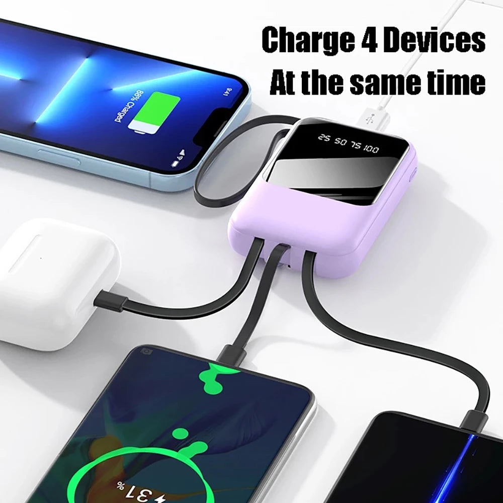 Power Bank 20,000mAh con 4 Cables Integrados
