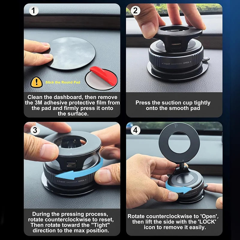Soporte Magnético para Celular MagVacuum – Ventosa de Vacío y Rotación 360°