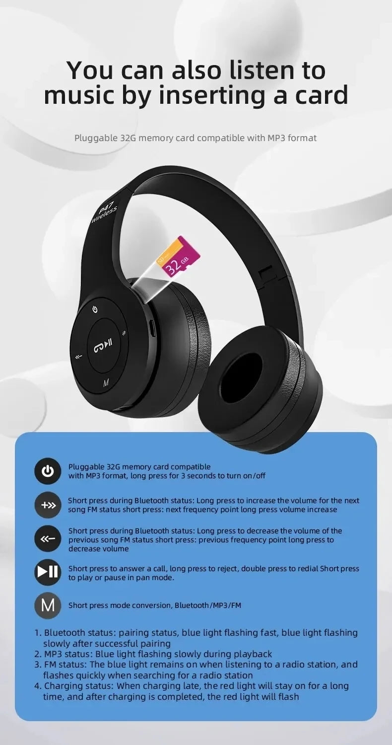 Audífonos Inalámbricos P47 Bluetooth 5.0