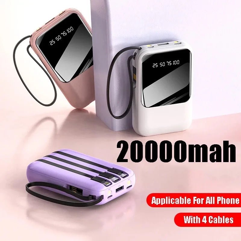 Power Bank 20,000mAh con 4 Cables Integrados