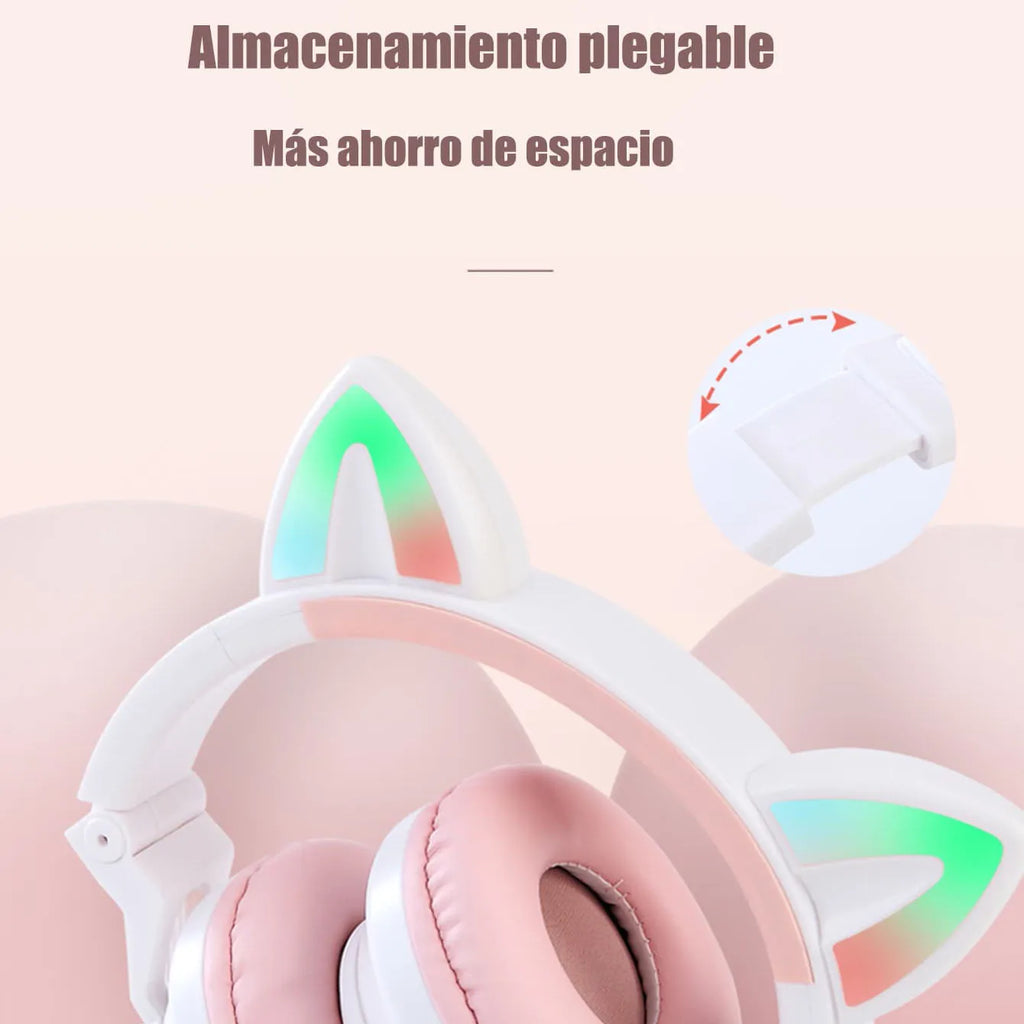 Audífonos Gamer Cat Ear con Luces LED