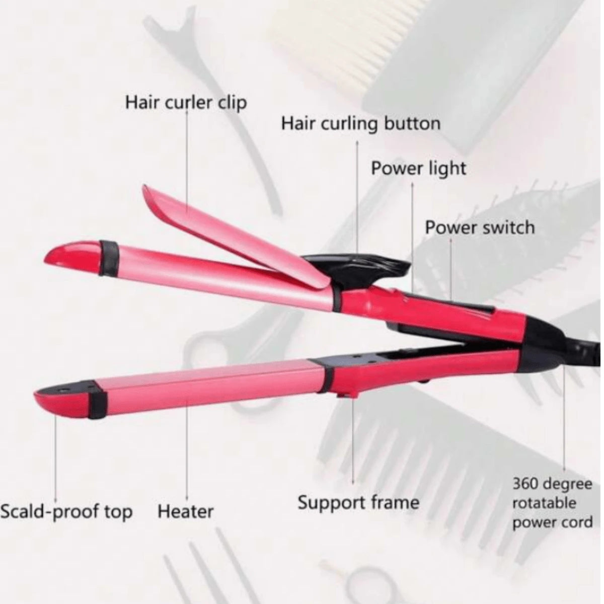 Estilizador de Cabello 2 en 1 - Alaciadora y Rizadora Profesional