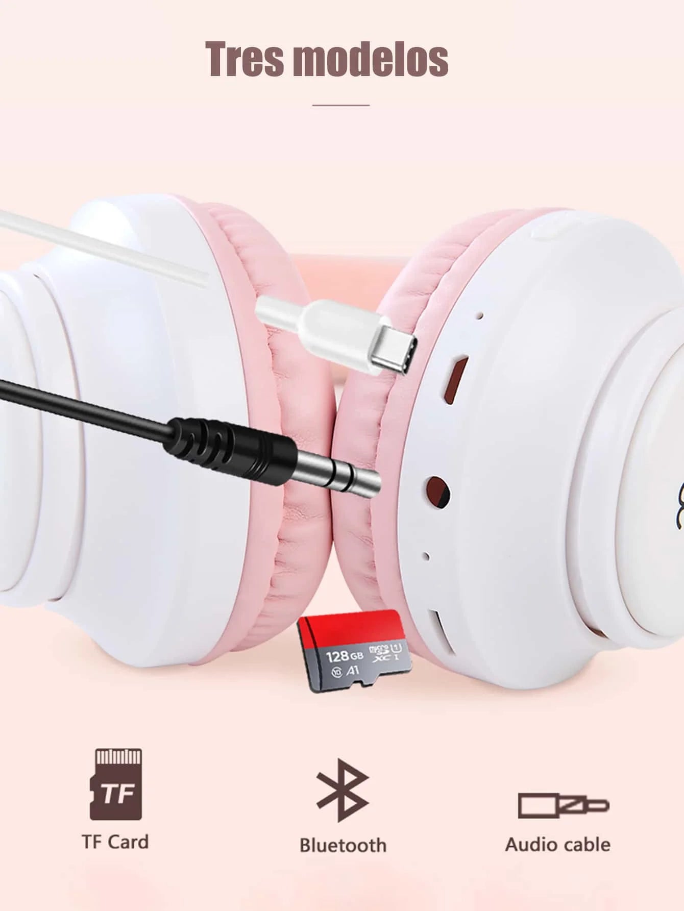 Audífonos Gamer Cat Ear con Luces LED