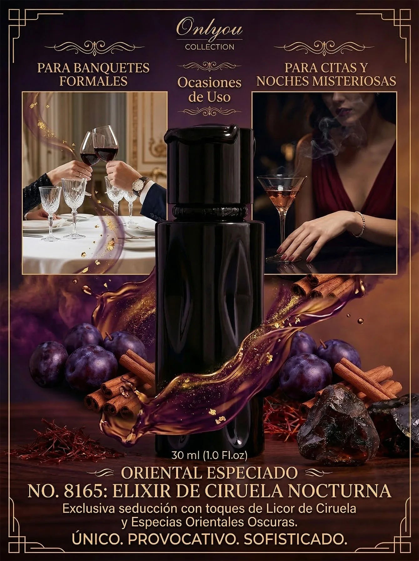 Fragancia Nocturna Onlyou con Notas de Ámbar y Canela