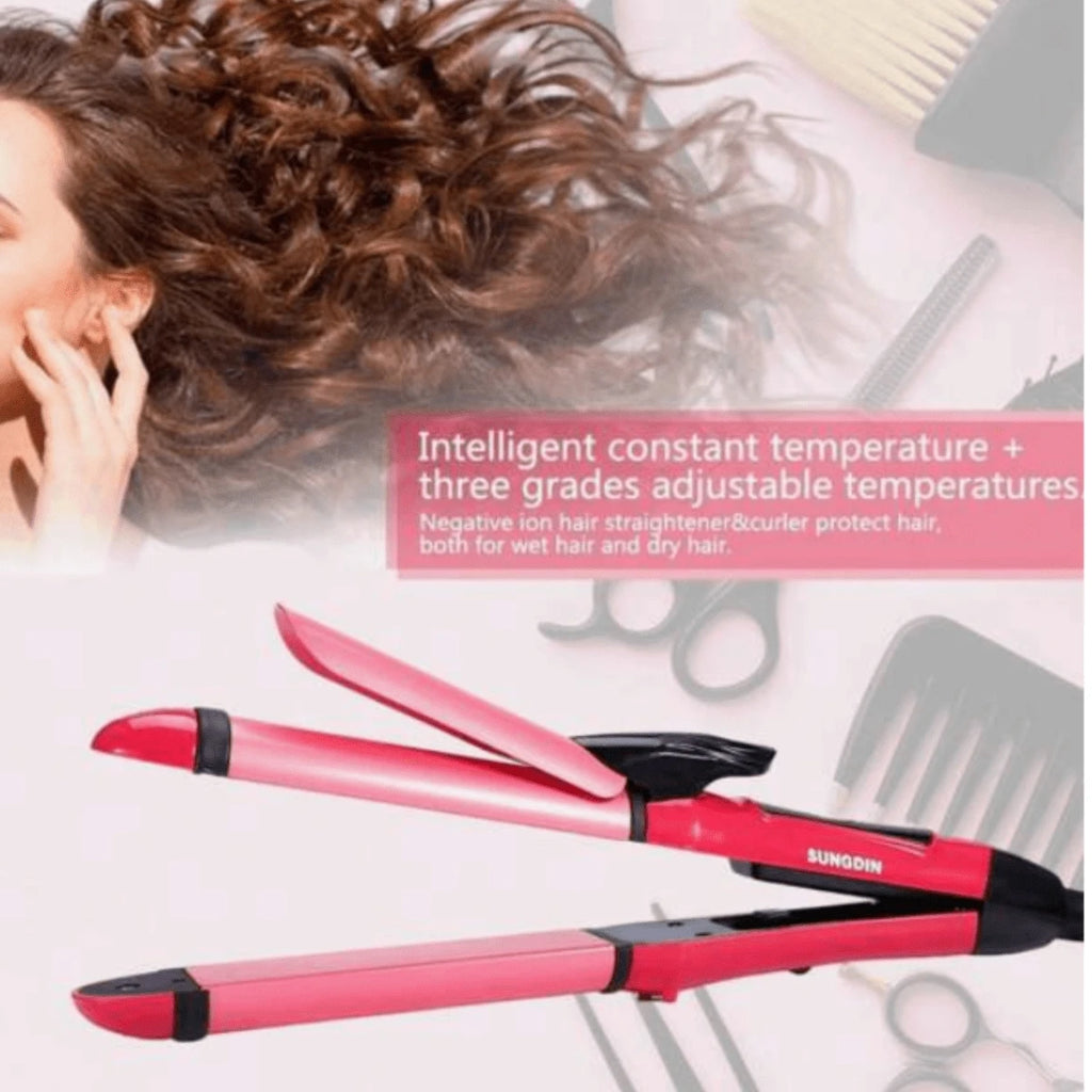 Estilizador de Cabello 2 en 1 - Alaciadora y Rizadora Profesional