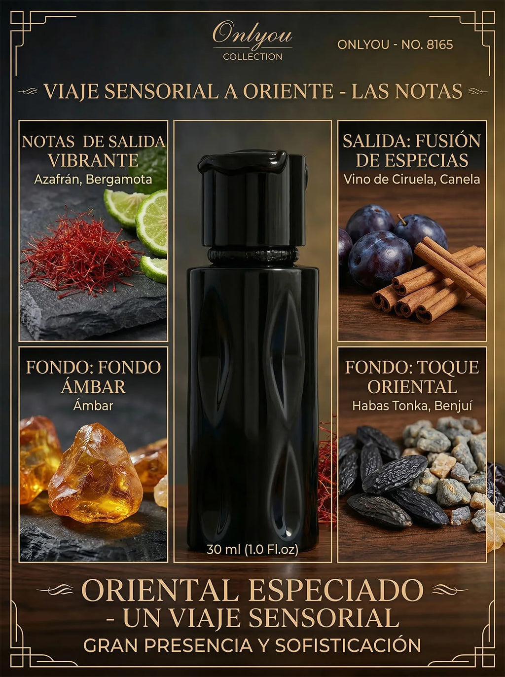 Fragancia Nocturna Onlyou con Notas de Ámbar y Canela
