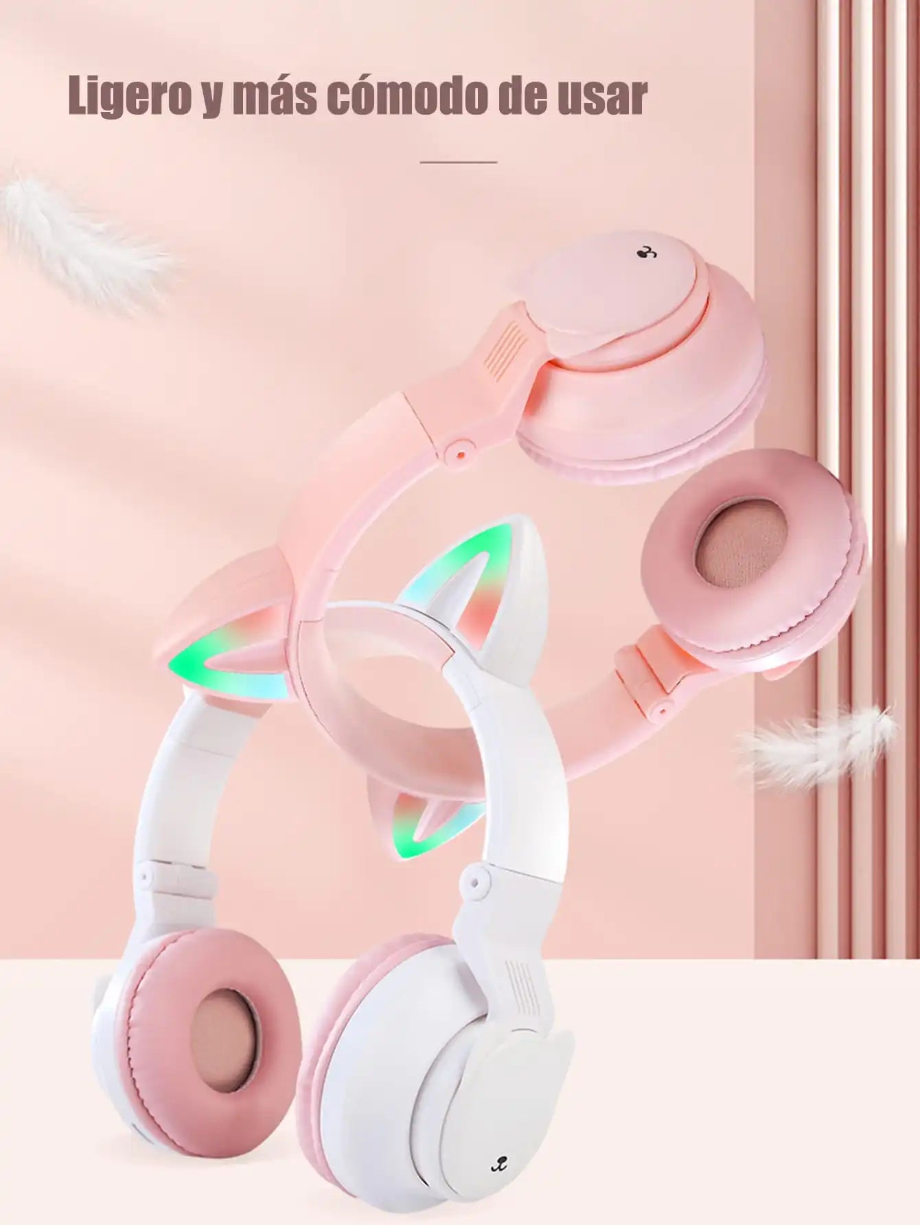 Audífonos Gamer Cat Ear con Luces LED