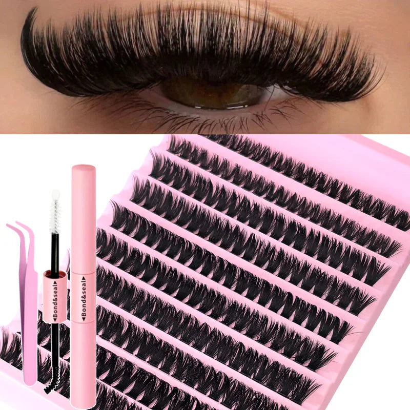 Kit de Extensiones de Pestañas DIY - Lash Clusters con Bond & Seal