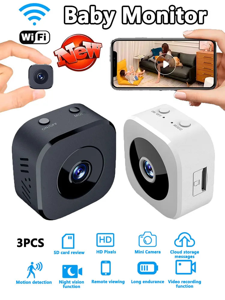 Set de Mini Cámara de Seguridad WiFi HD - Monitor de Bebé y Vigilancia Remota