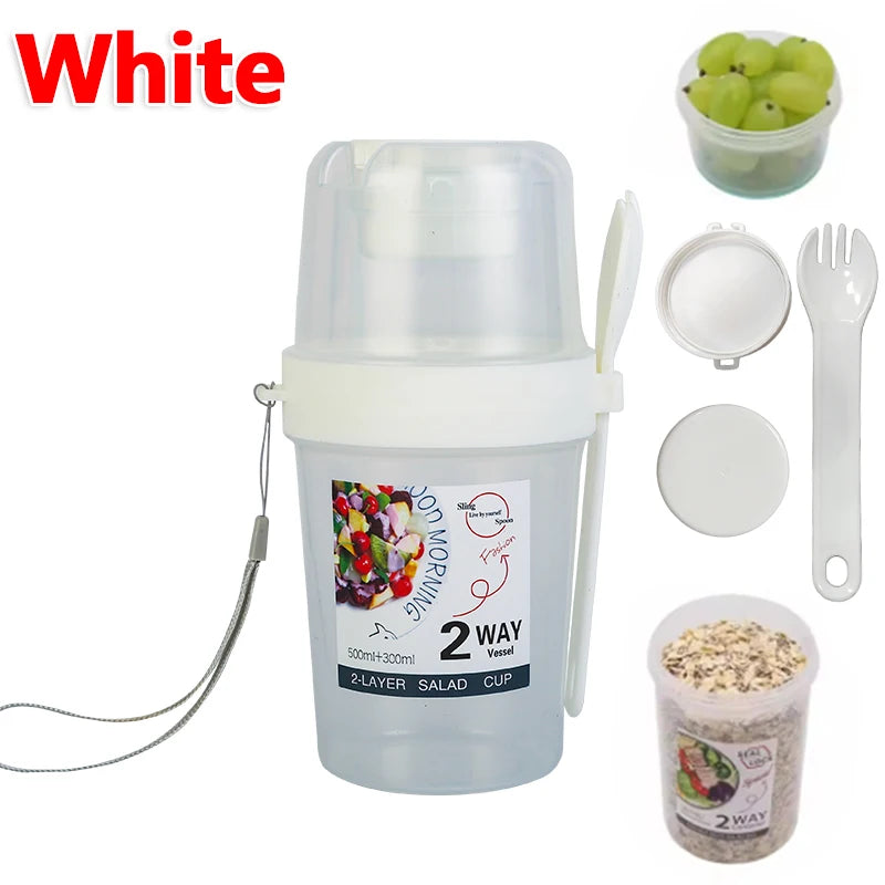 Contenedor "Fresh-Go" para Desayuno y Ensaladas - Con Cuchara y Porta Aderezo