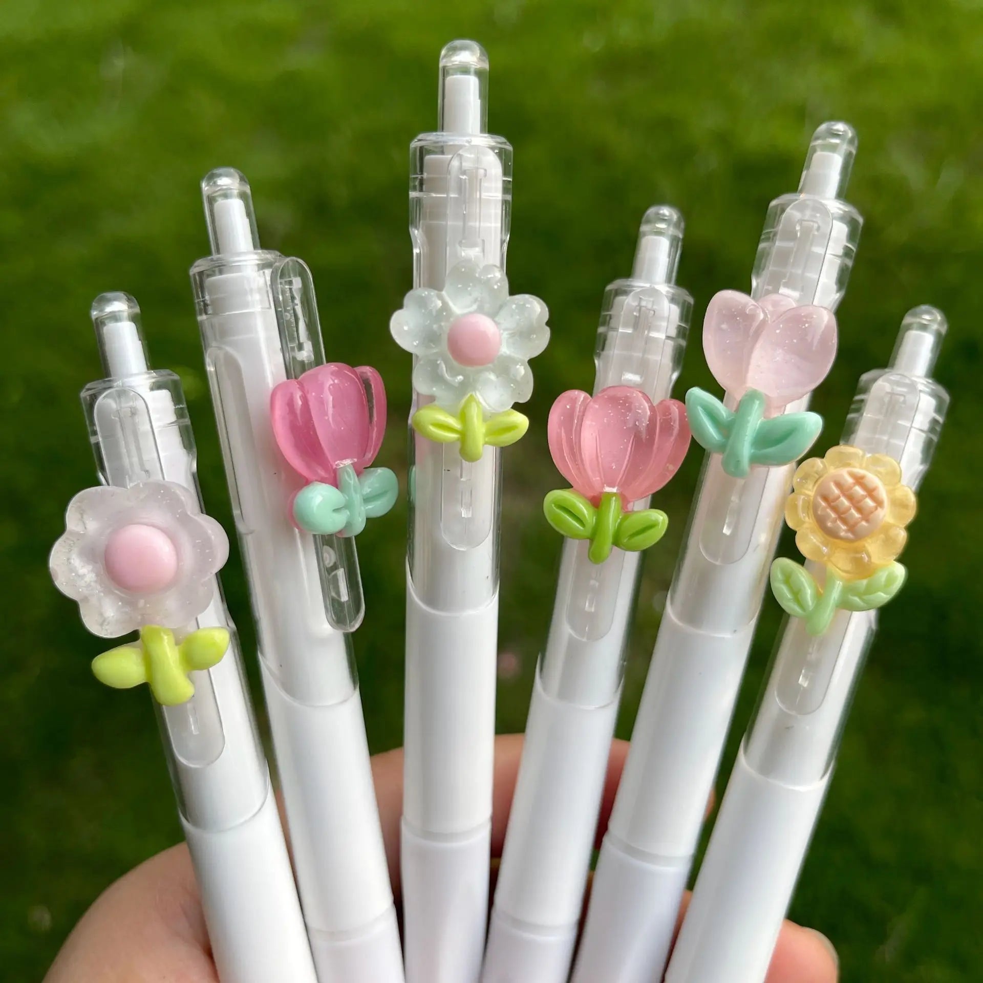 Set de Plumas de Gel Kawaii - Diseños de Flores 3D.