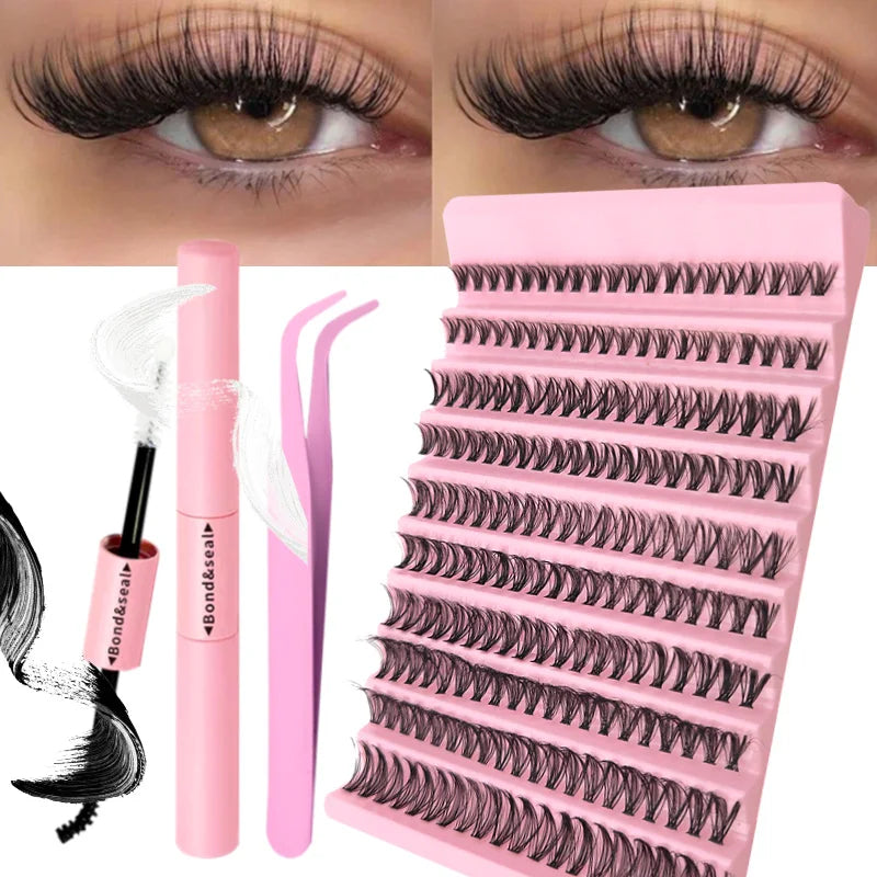 Kit de Extensiones de Pestañas DIY - Lash Clusters con Bond & Seal