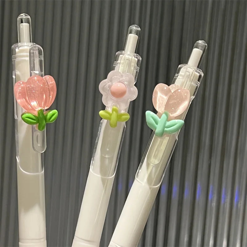 Set de Plumas de Gel Kawaii - Diseños de Flores 3D.