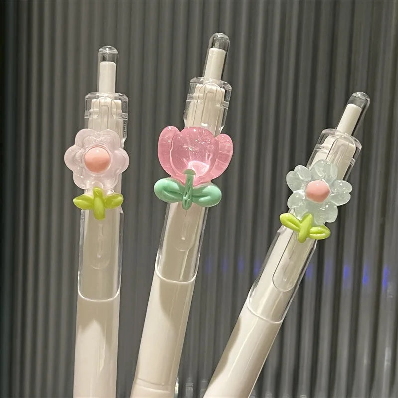 Set de Plumas de Gel Kawaii - Diseños de Flores 3D.