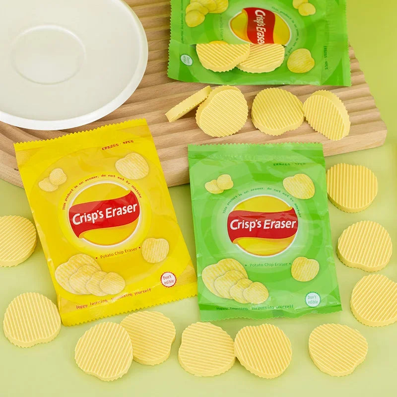 Gomas de Borrar "Papas Fritas" - Set de 4 Piezas con Empaque Realista.