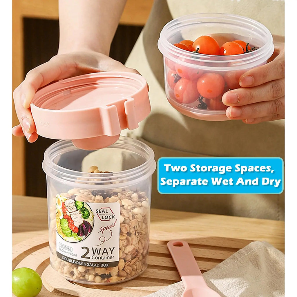 Contenedor "Fresh-Go" para Desayuno y Ensaladas - Con Cuchara y Porta Aderezo