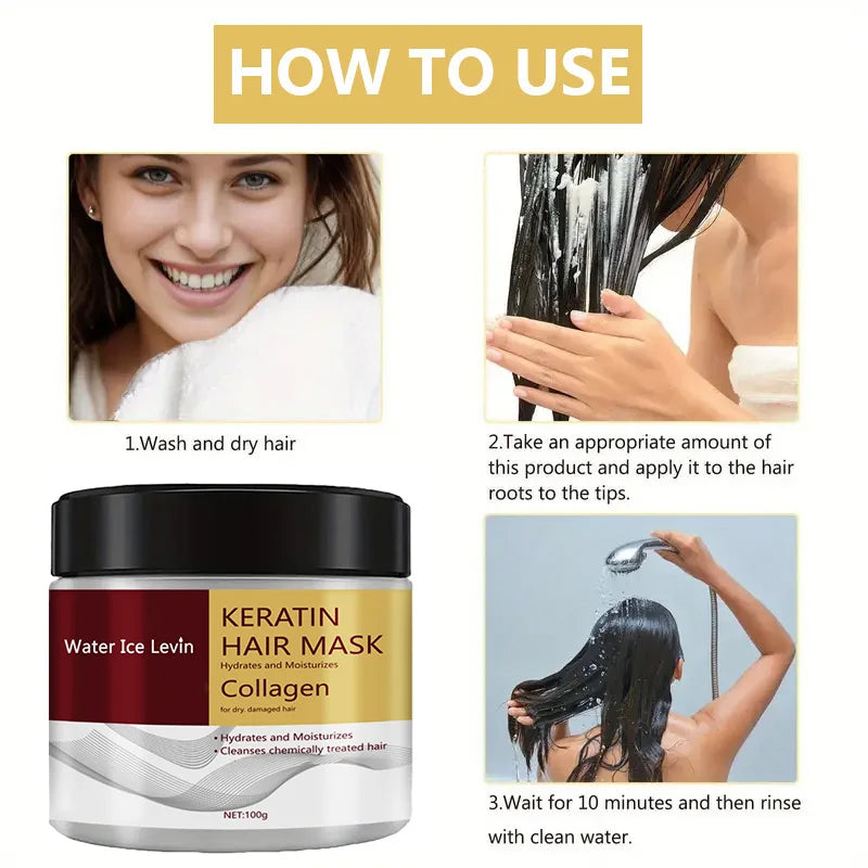 Mascarilla de Keratina y Colágeno - Reparación Intensiva y Brillo Espejo