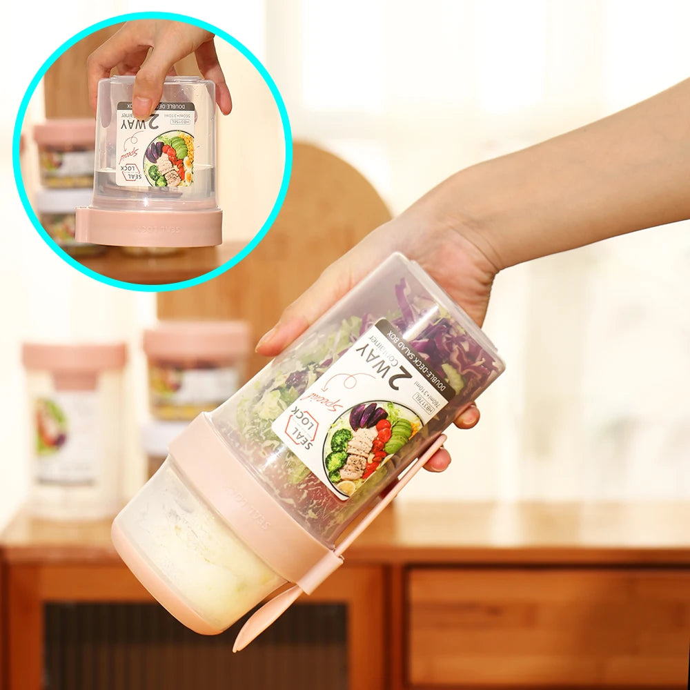 Contenedor "Fresh-Go" para Desayuno y Ensaladas - Con Cuchara y Porta Aderezo