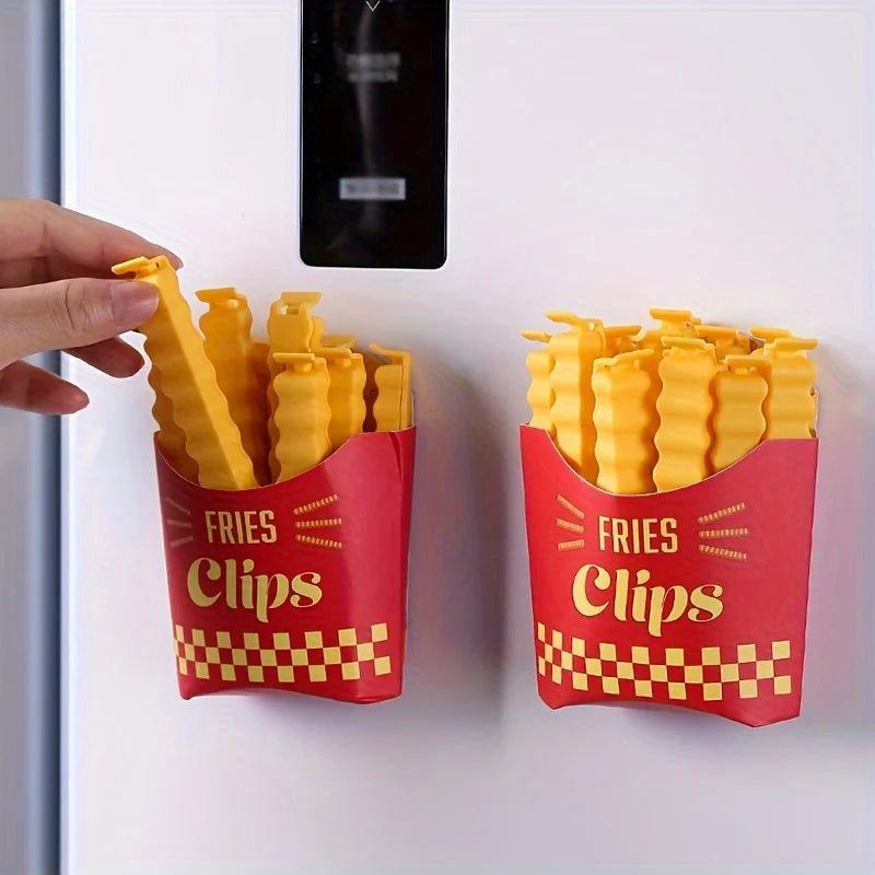 Set de 12 Pinzas para Bolsas "French Fries" - Clips de Sellado con Base Magnética