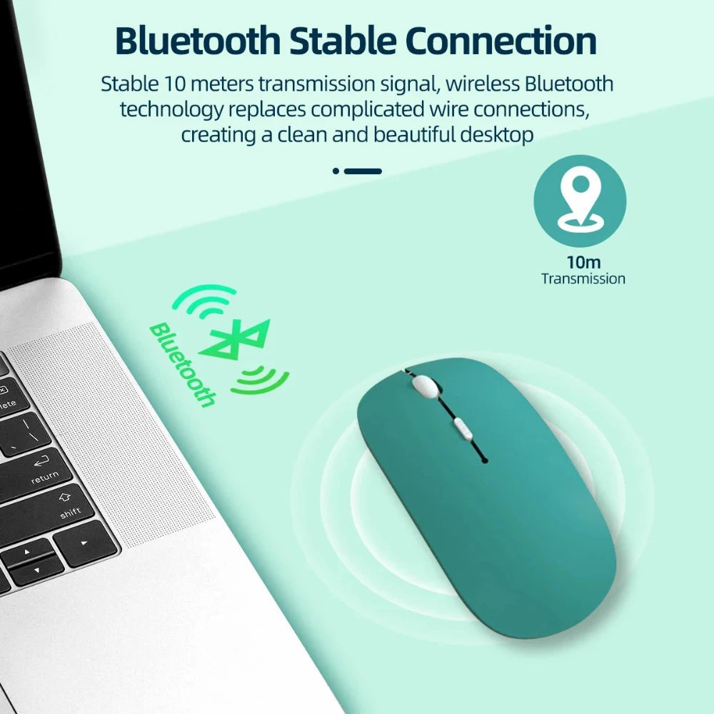 Mouse Inalámbrico Ultra Slim: Bluetooth y Clic Silencioso.
