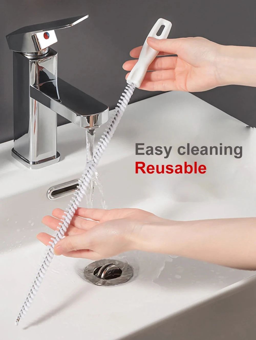 Cepillo Desatascador Flexible: Elimina Pelos y Obstrucciones al Instante.