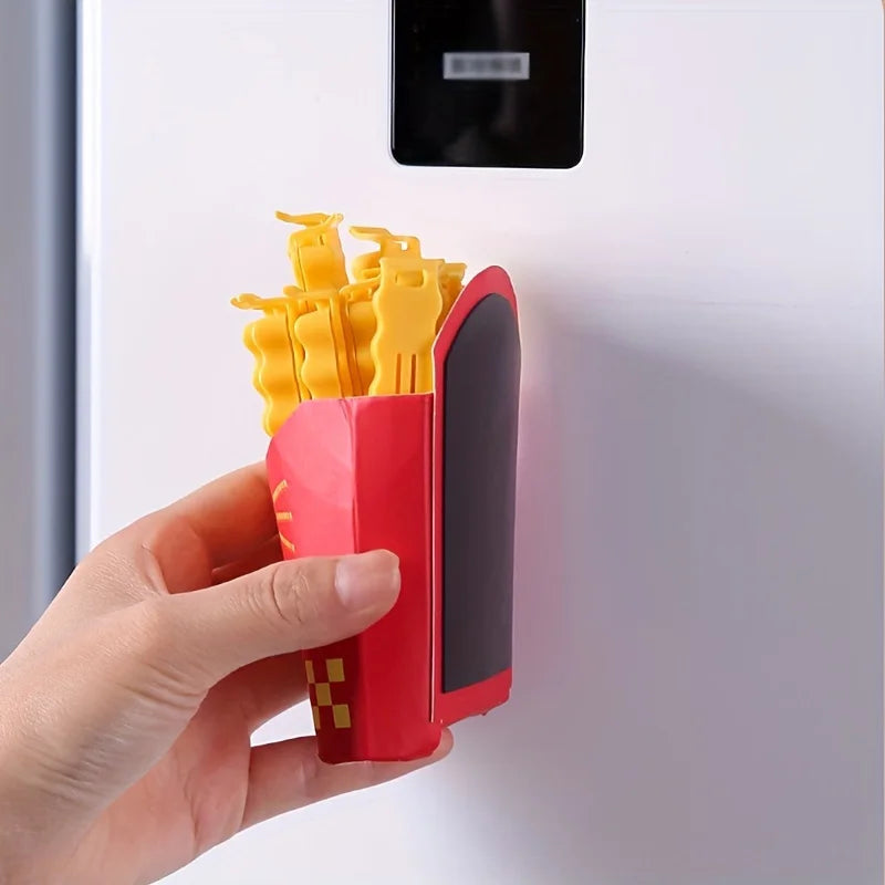 Set de 12 Pinzas para Bolsas "French Fries" - Clips de Sellado con Base Magnética