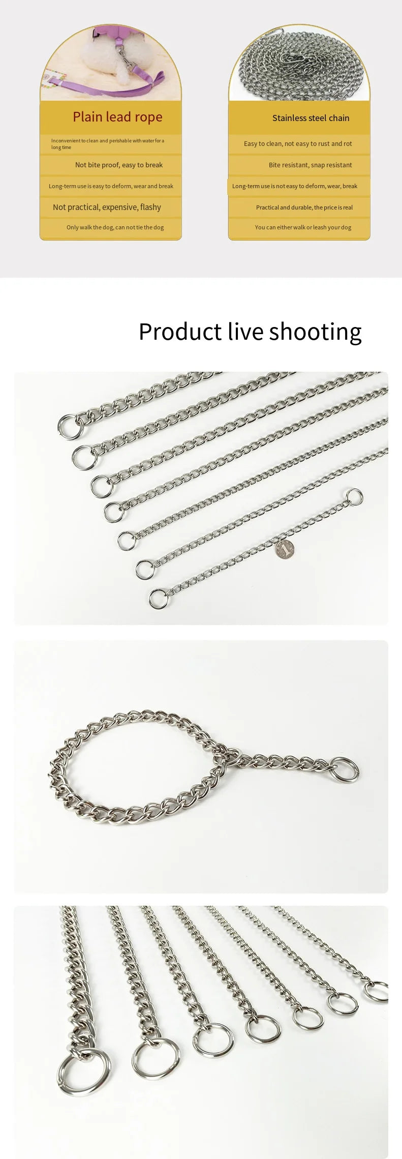 Collar de estrangulamiento Pet P Snake Chain...