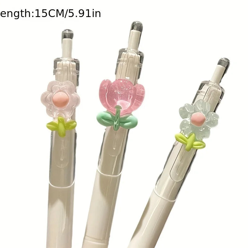 Set de Plumas de Gel Kawaii - Diseños de Flores 3D.