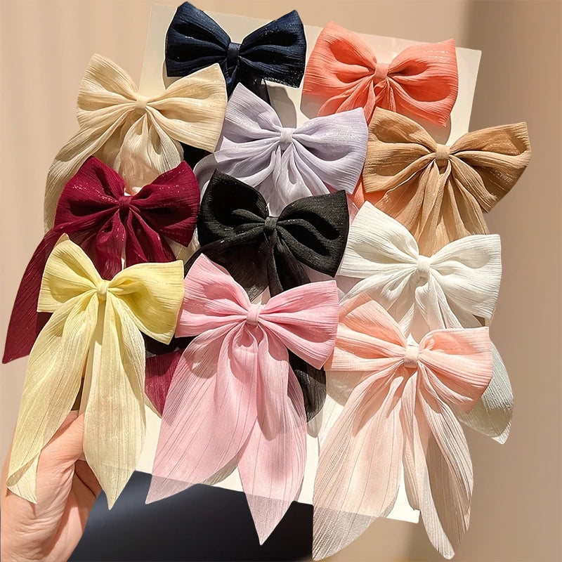 Set de 11 Moños "Arcoíris Elegante" - Pinzas de Listón para Niña