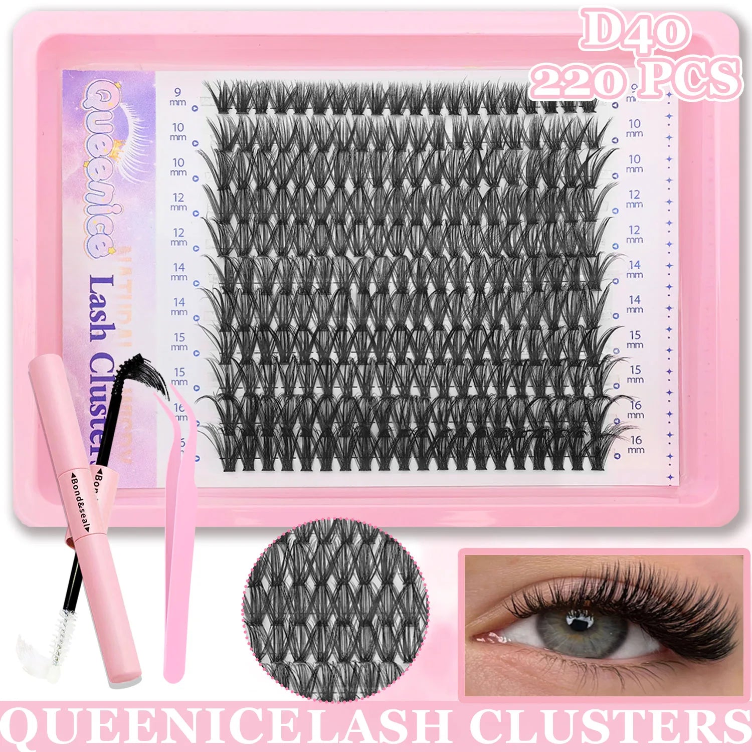 Kit de Extensiones de Pestañas DIY - Lash Clusters con Bond & Seal