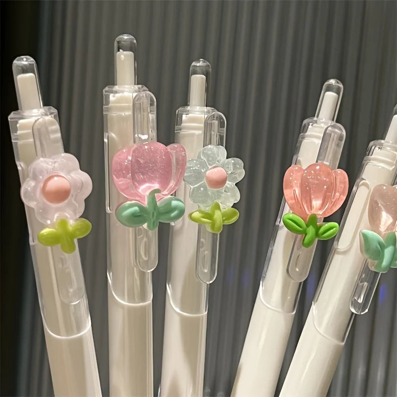Set de Plumas de Gel Kawaii - Diseños de Flores 3D.