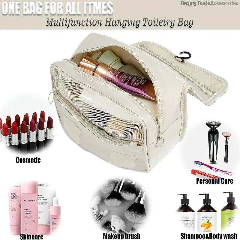 Neceser de Viaje Desplegable - Organizador de Baño con Gancho