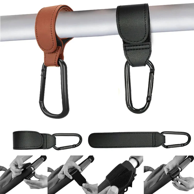 Set de Ganchos Premium para Carriola - Piel Sintética Duradera