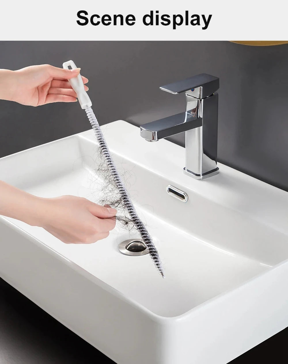 Cepillo Desatascador Flexible: Elimina Pelos y Obstrucciones al Instante.