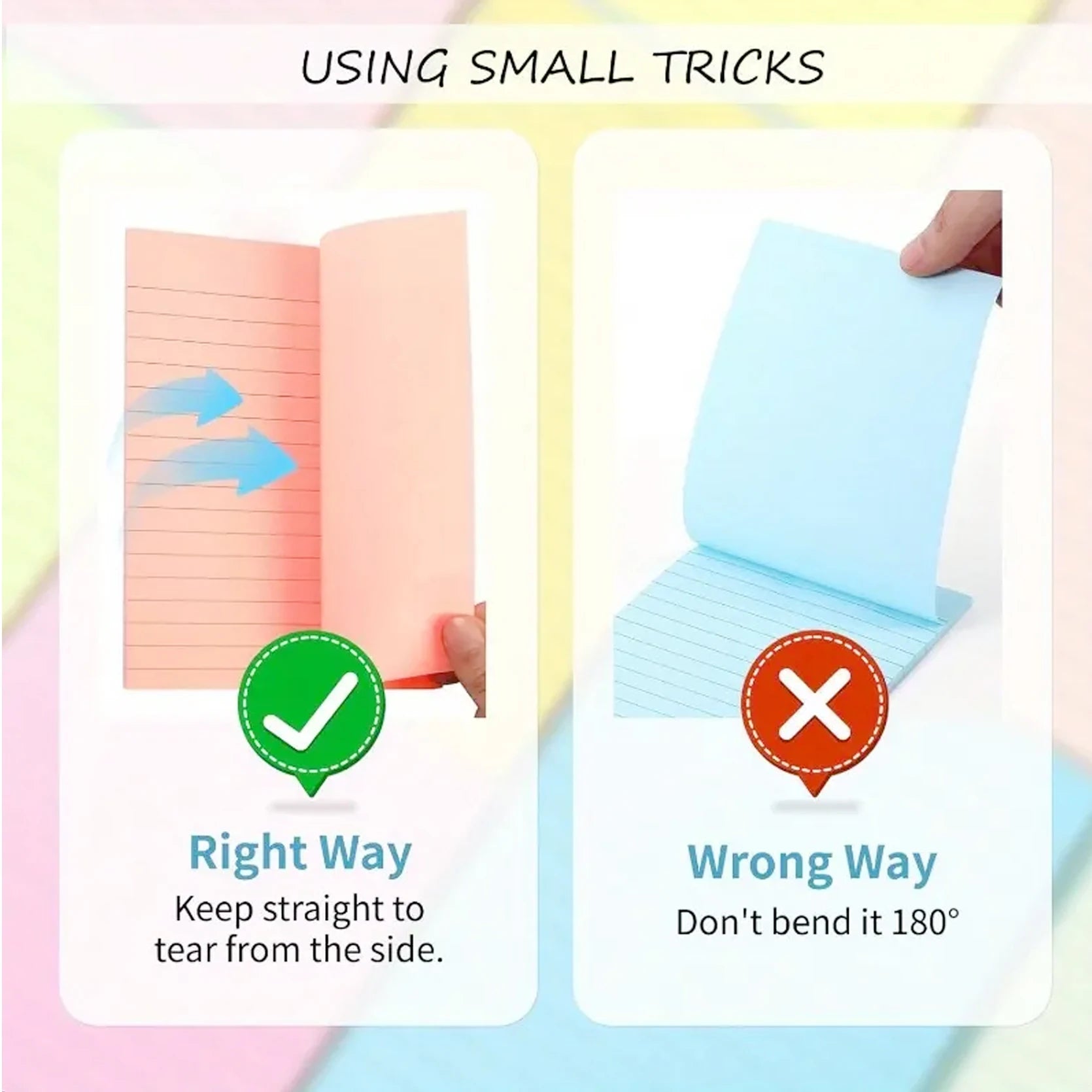 Set de Notas Adhesivas Grandes con Líneas - 8 Colores Neón.