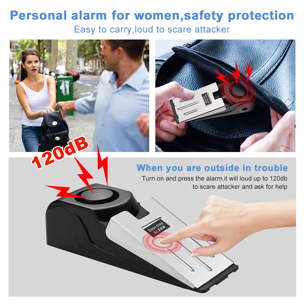 Alarma de Cuña para Puerta "Safe-Stop" - 120dB para Hogar y Viajes.