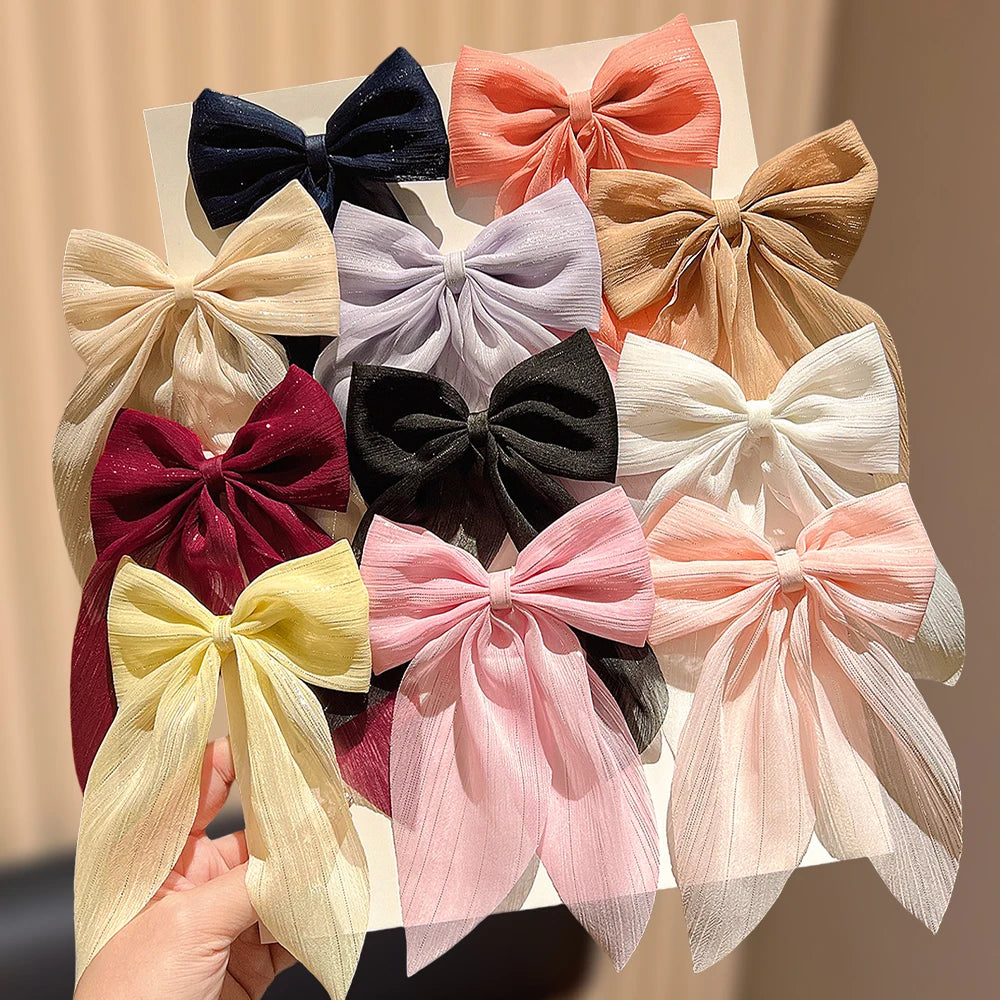 Set de 11 Moños "Arcoíris Elegante" - Pinzas de Listón para Niña