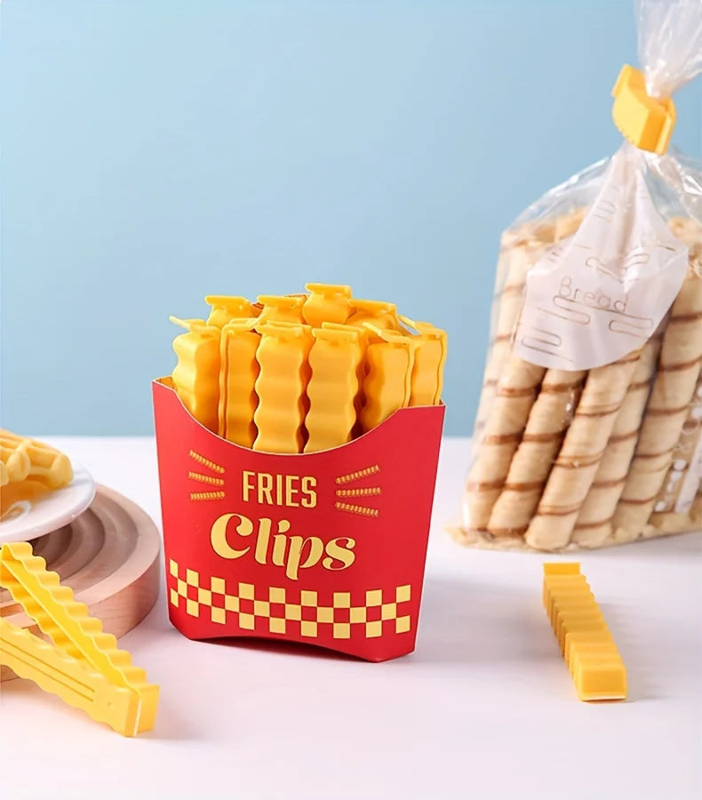 Set de 12 Pinzas para Bolsas "French Fries" - Clips de Sellado con Base Magnética