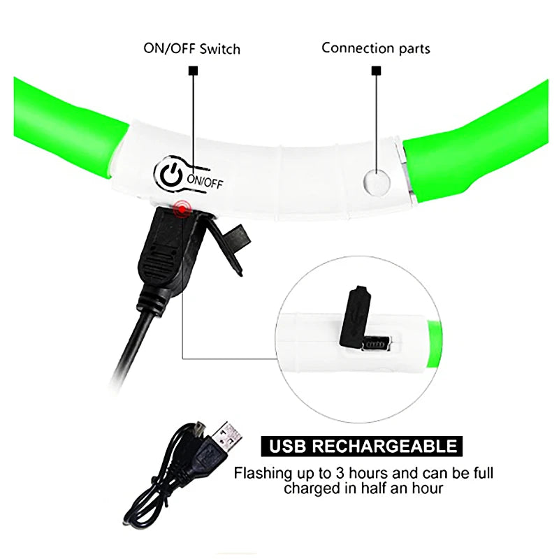 Collar luminoso recargable USB...