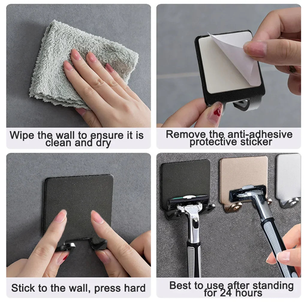 Soporte de Acero Inoxidable para Rastrillo - Adhesivo de Pared Sin Taladro