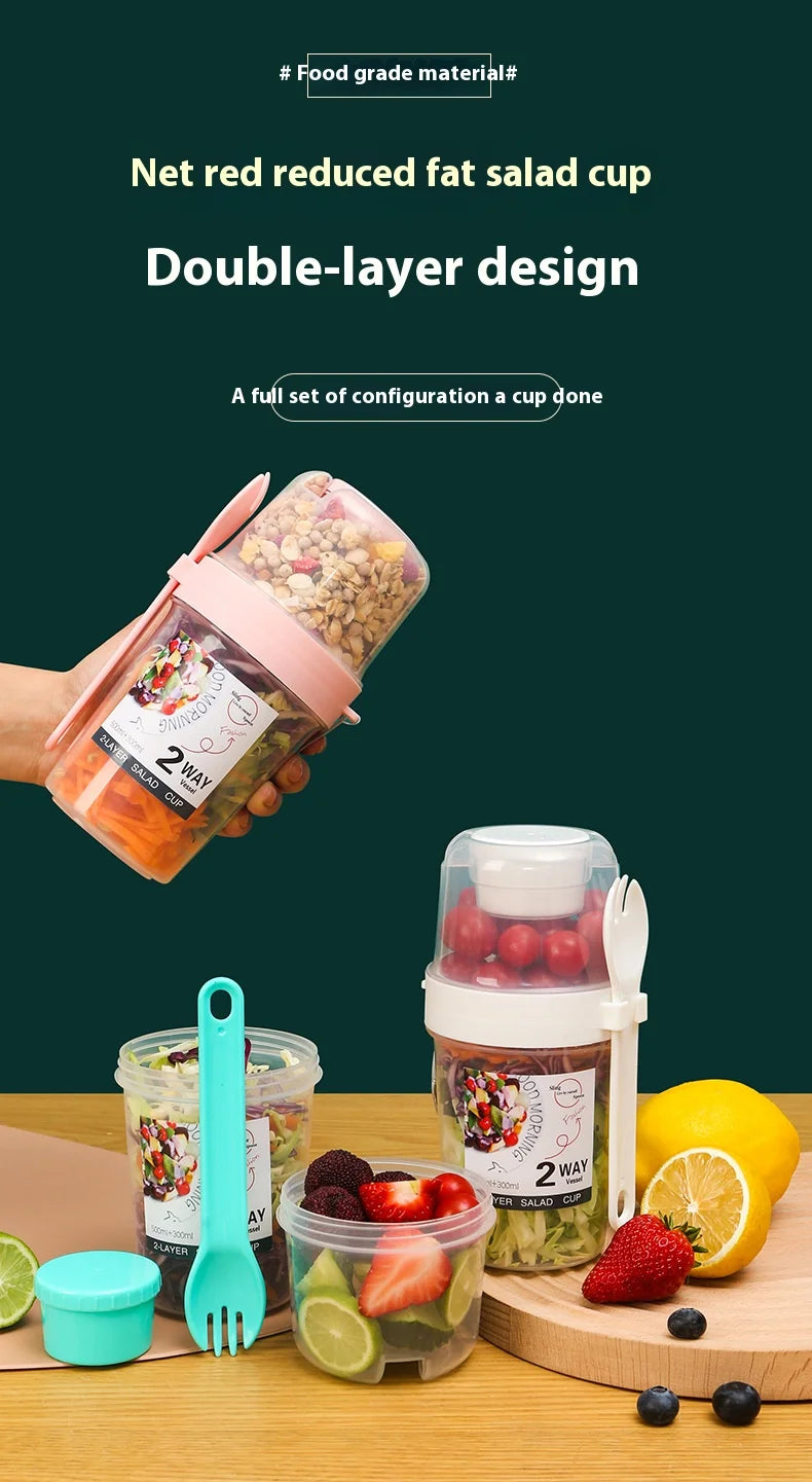 Contenedor "Fresh-Go" para Desayuno y Ensaladas - Con Cuchara y Porta Aderezo