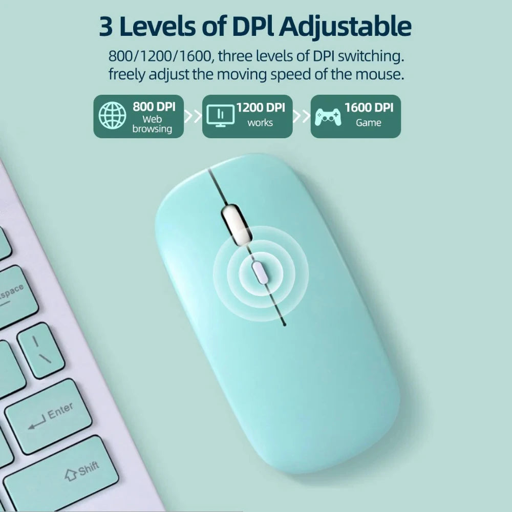 Mouse Inalámbrico Ultra Slim: Bluetooth y Clic Silencioso.