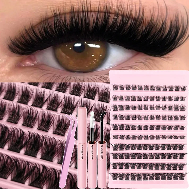 Kit de Extensiones de Pestañas DIY - Lash Clusters con Bond & Seal